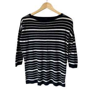 Talbots Navy and White Striped Lightweight Summer Sweater Top, MP